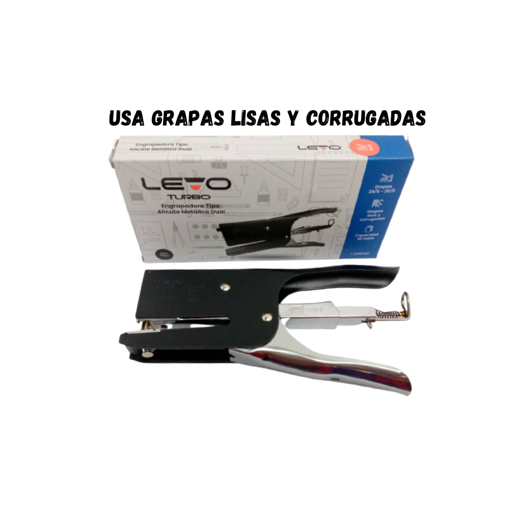 Engrapadora Tipo Alicate de Metal Marca LEVO (30 Hojas)