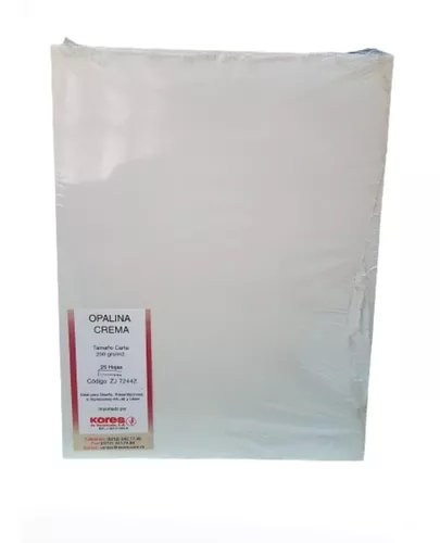 Cartulina Opalina Crema 200g/m2 - Tam. Carta.