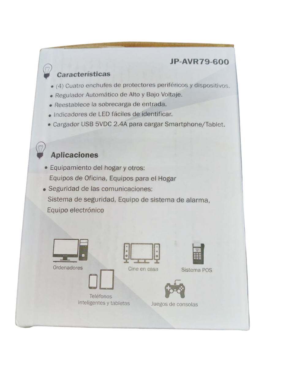 Regulador Jemip 600va 300w 4 Tomas / 4 Puertos Usb - Imagen 5
